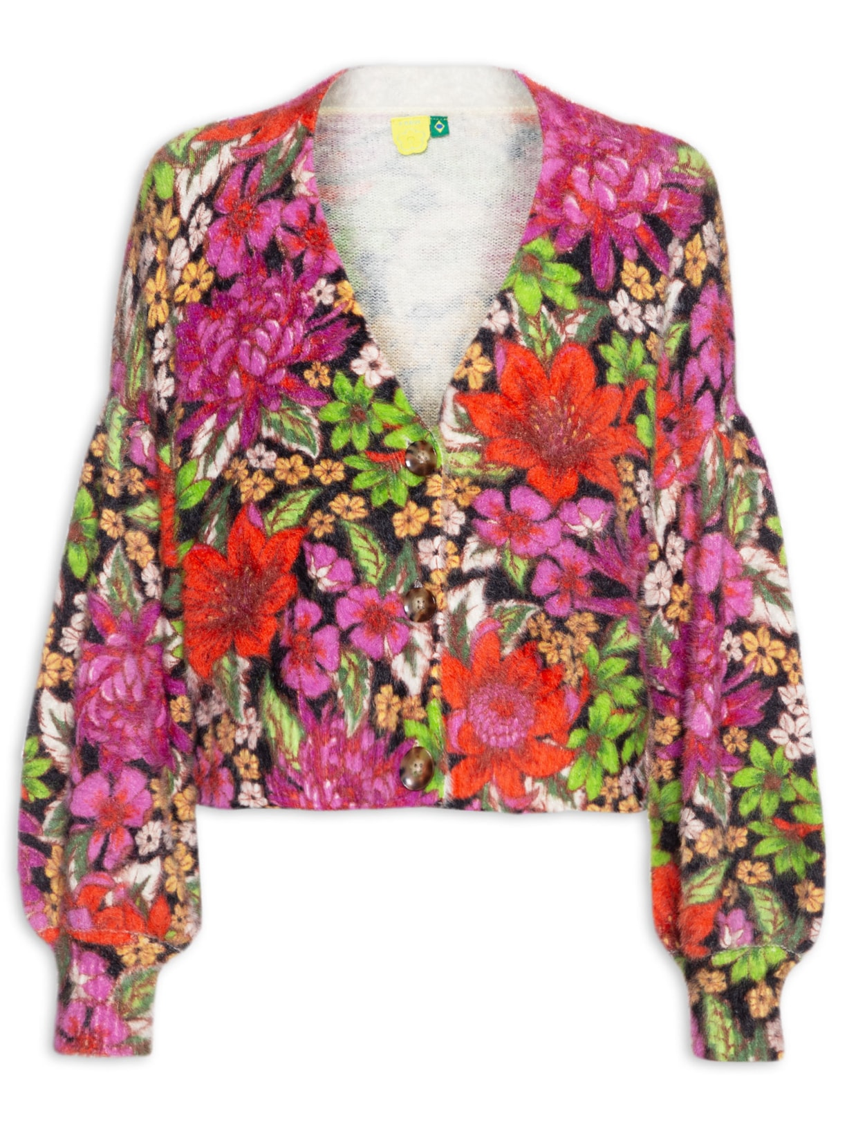 Cardigan Feminino Tricot Floral Vivi - Rosa