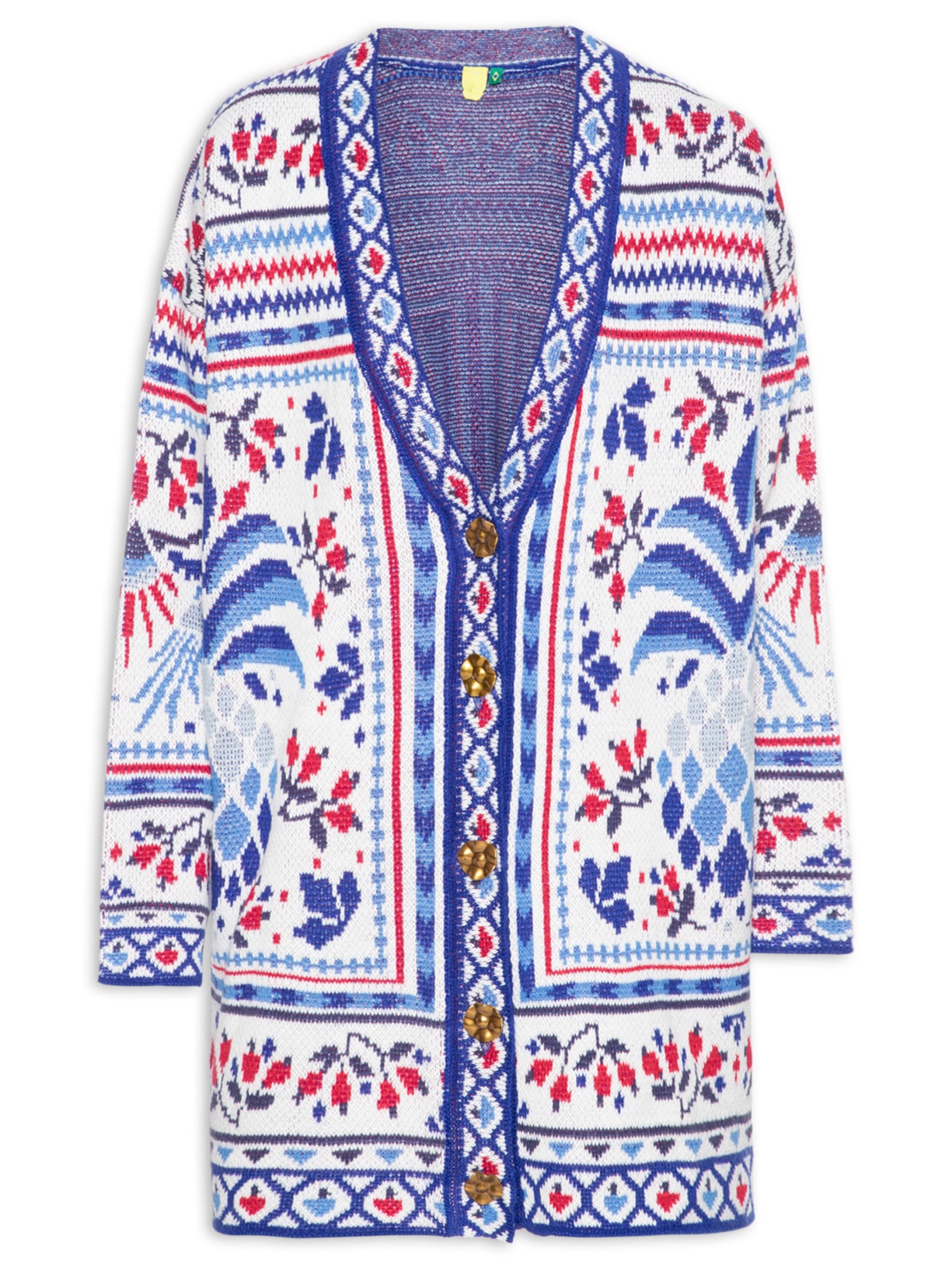 Cardigan Feminino Tricot Lenço Magia Tropical - Azul