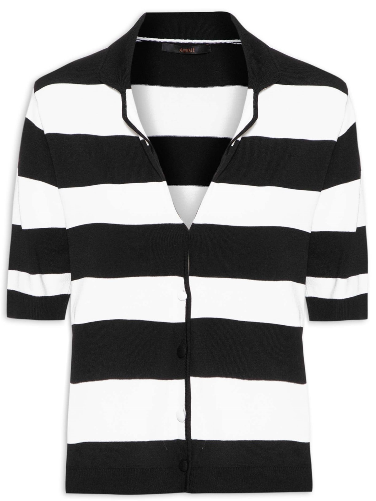 Cardigan Feminino Tricot Listrado - Branco