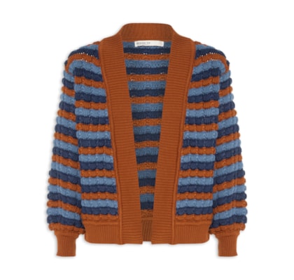 Cardigan Feminino Tricot Listrado – Marrom