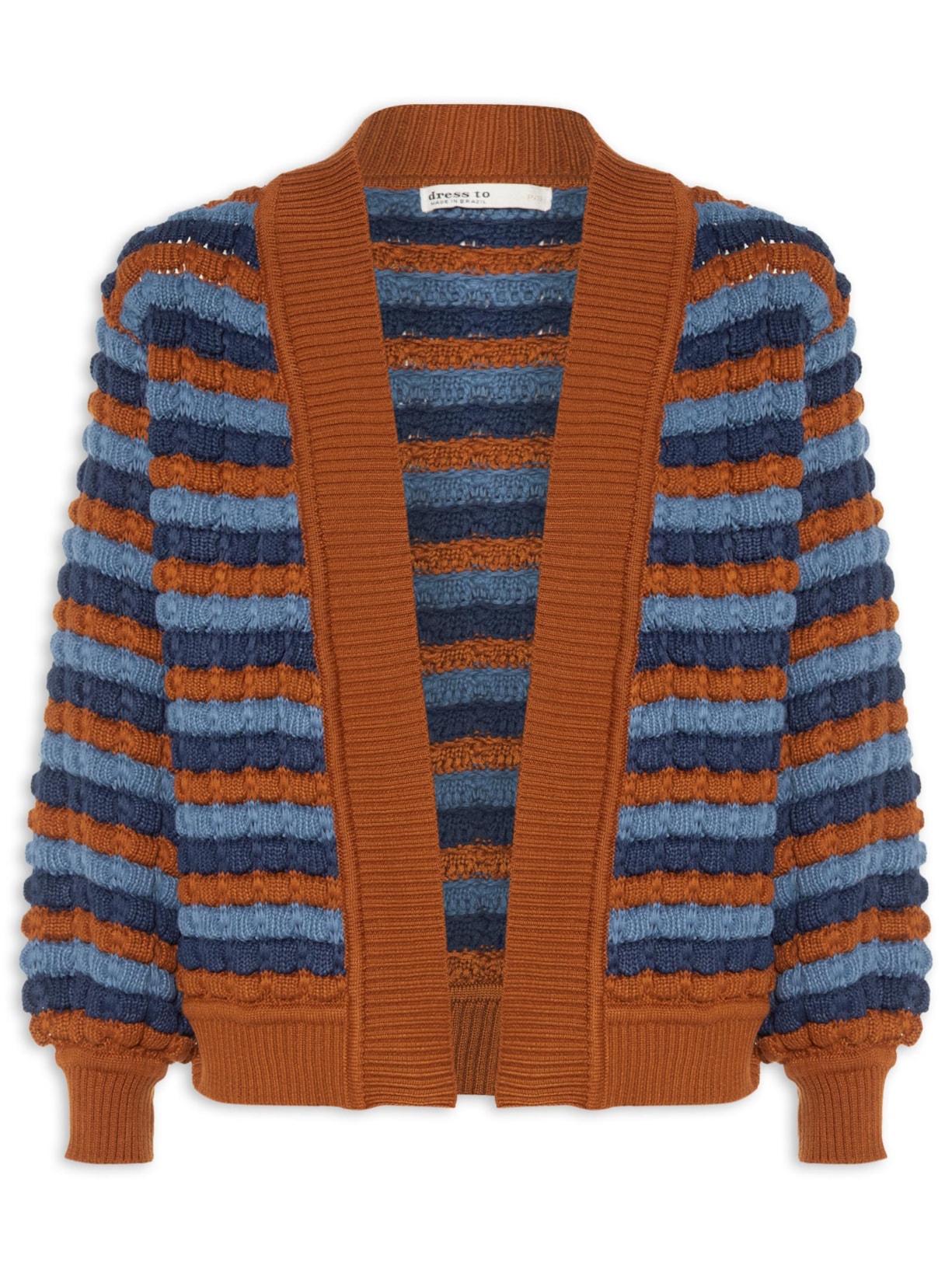Cardigan Feminino Tricot Listrado – Marrom