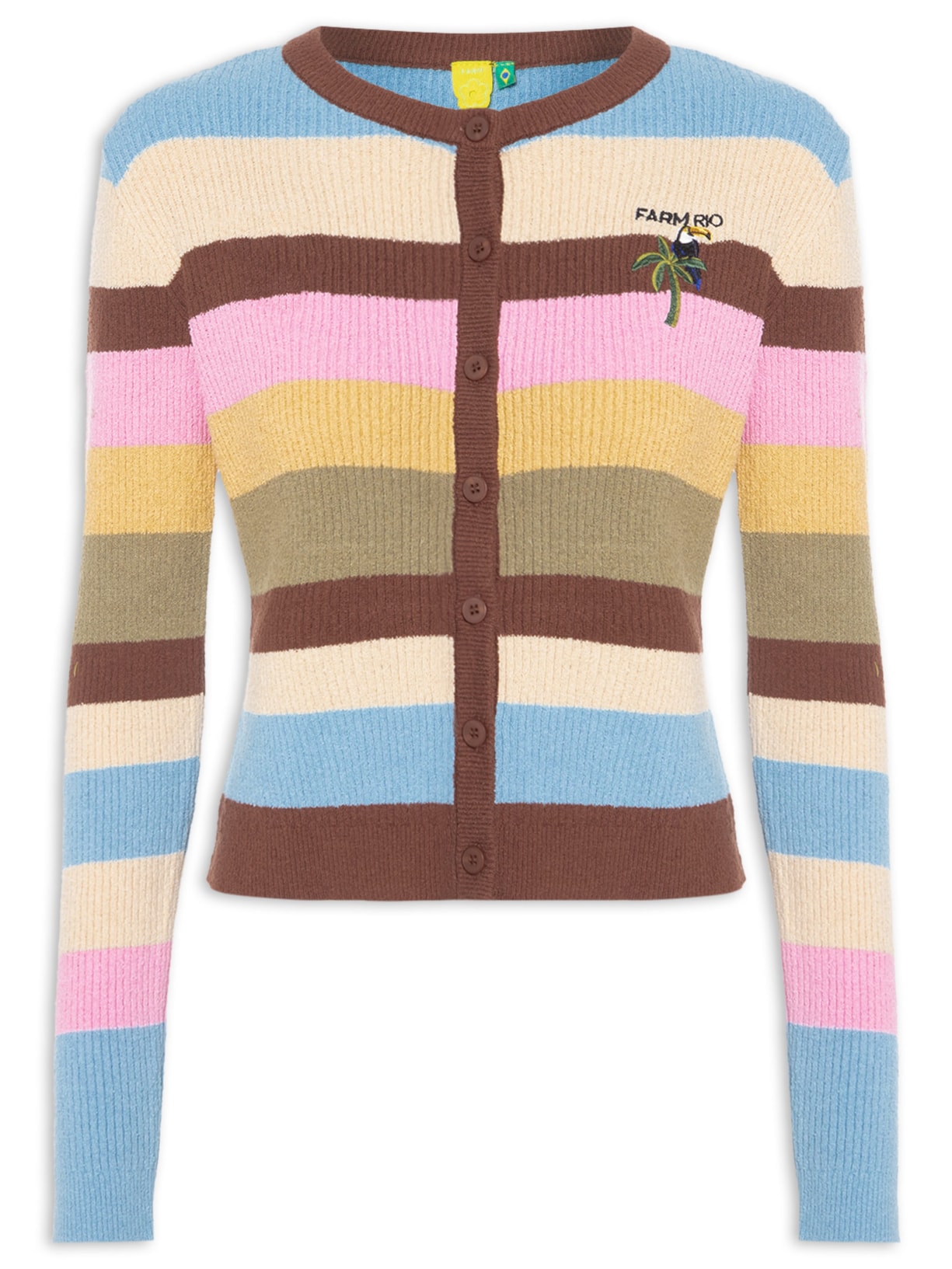 Cardigan Feminino Tricot Listrado – Marrom