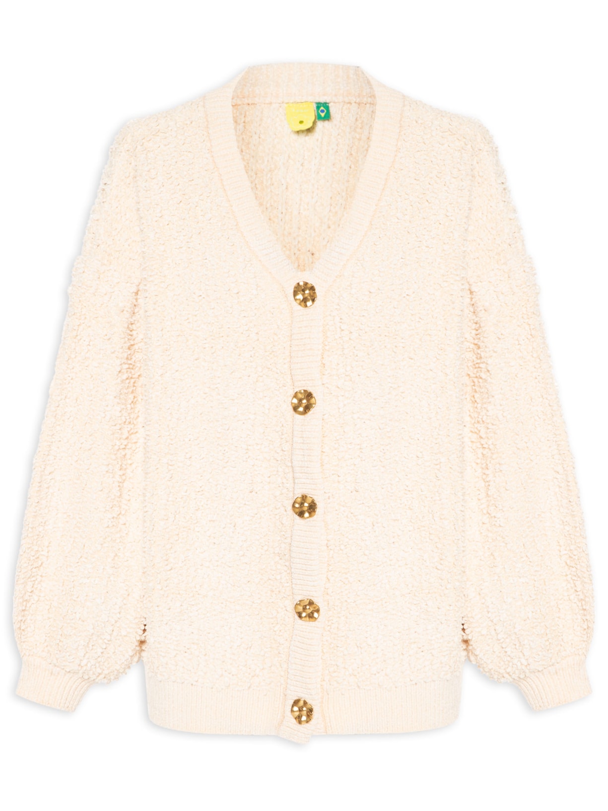 Cardigan Feminino Tricot Longo Bege Farm