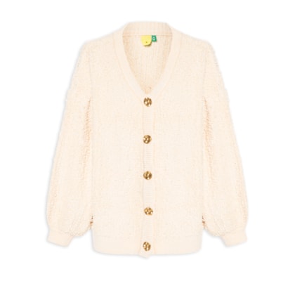 Cardigan Feminino Tricot Longo - Bege