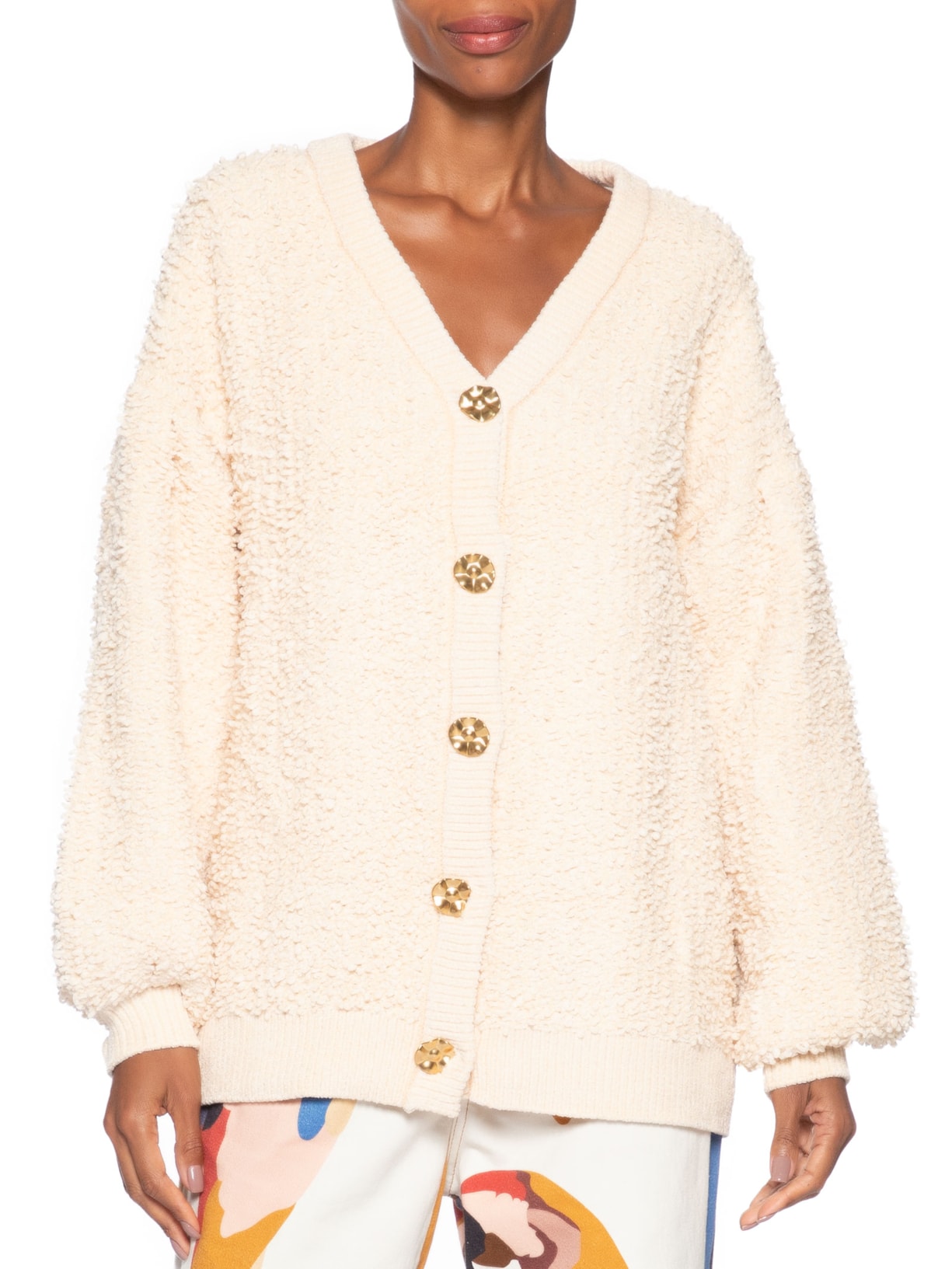 Cardigan Feminino Tricot Longo Bege Farm