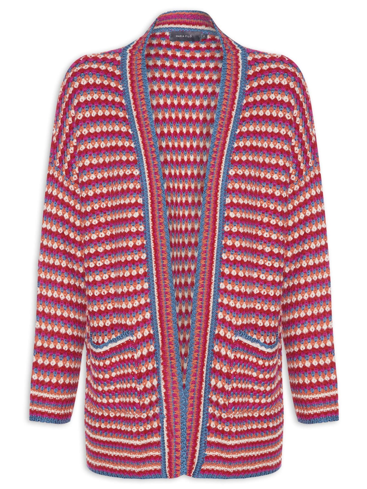 Cardigan Feminino Tricot Longo Multicolor - Rosa