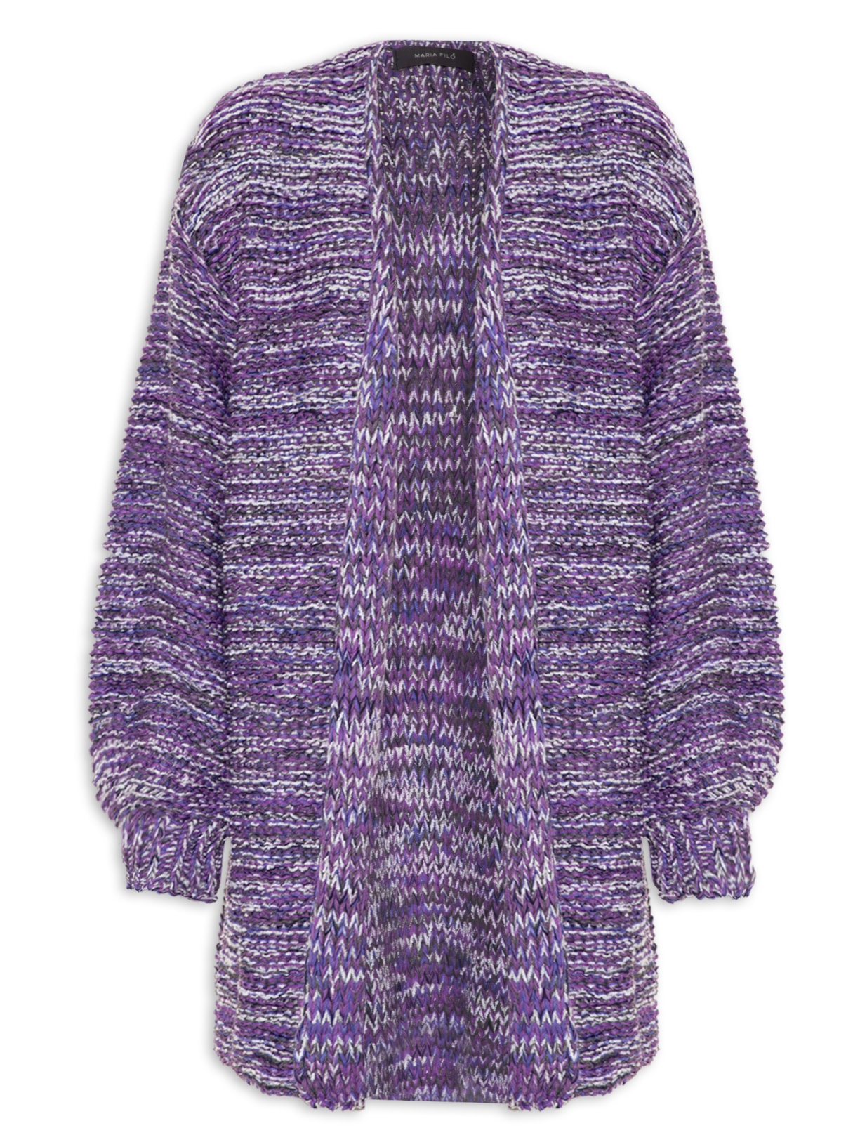 Cardigan Feminino Tricot Longo Ponto Multicolor - Roxo
