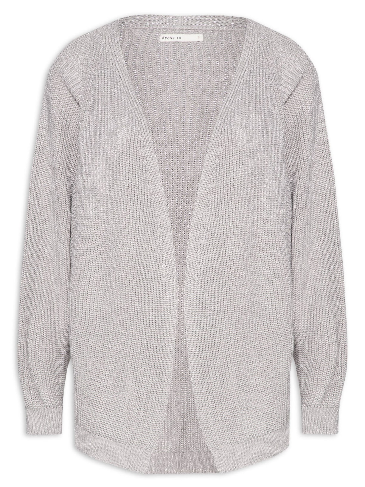 Cardigan Feminino Tricot Lurex - Prata