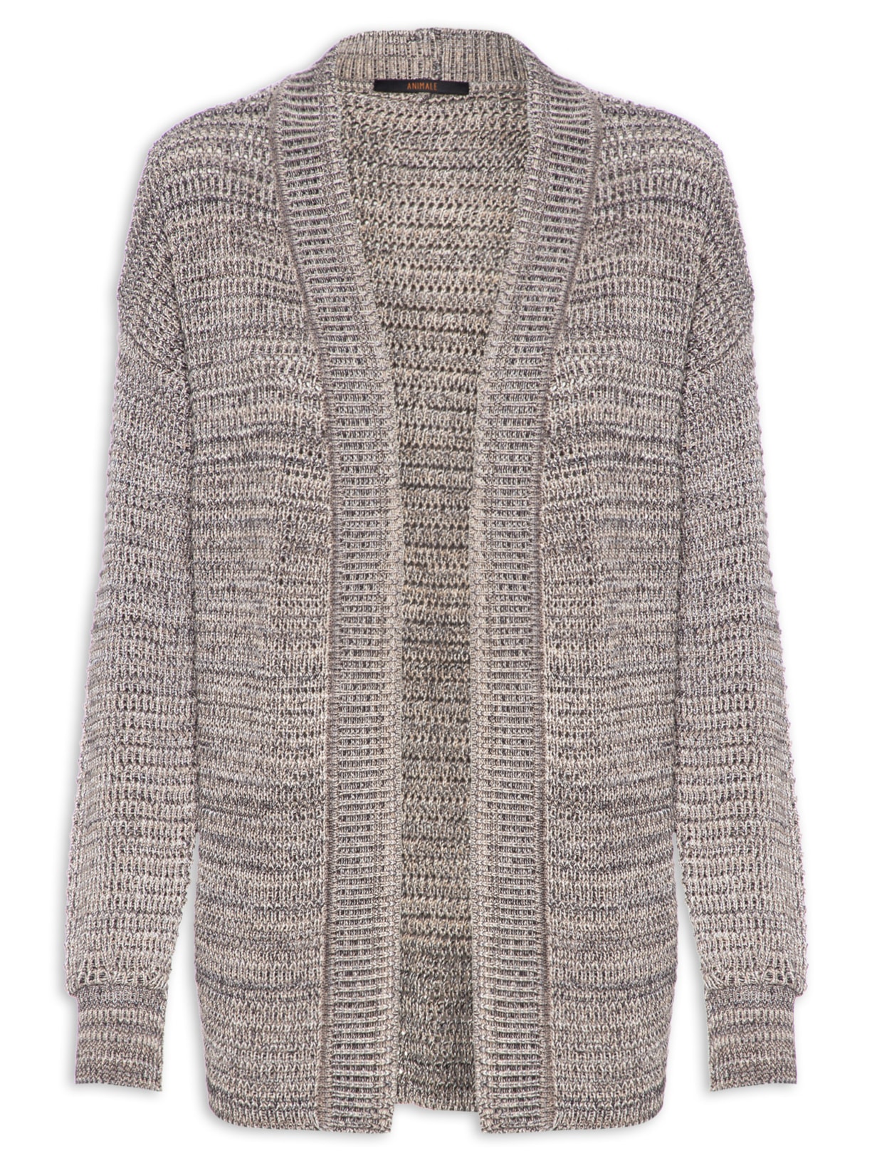 Cardigan Feminino Tricot Manga Longa - Cinza