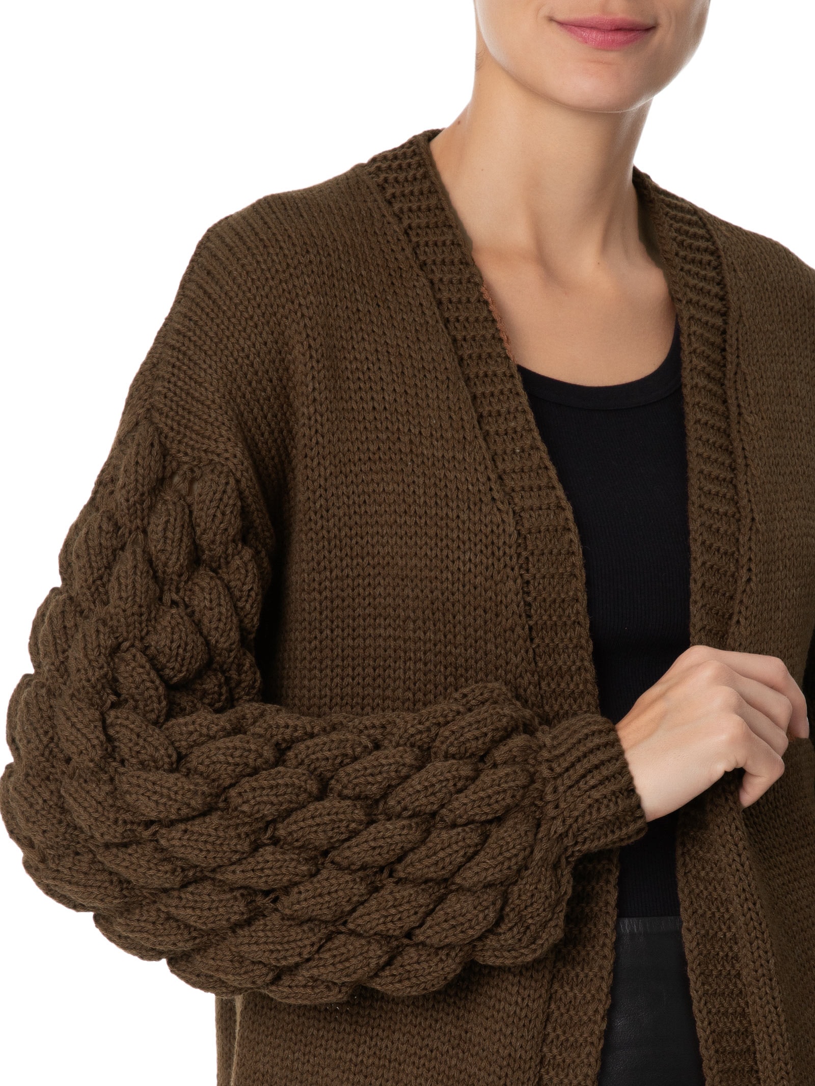 Market 33 - Cardigan Feminino Tricot - Marrom