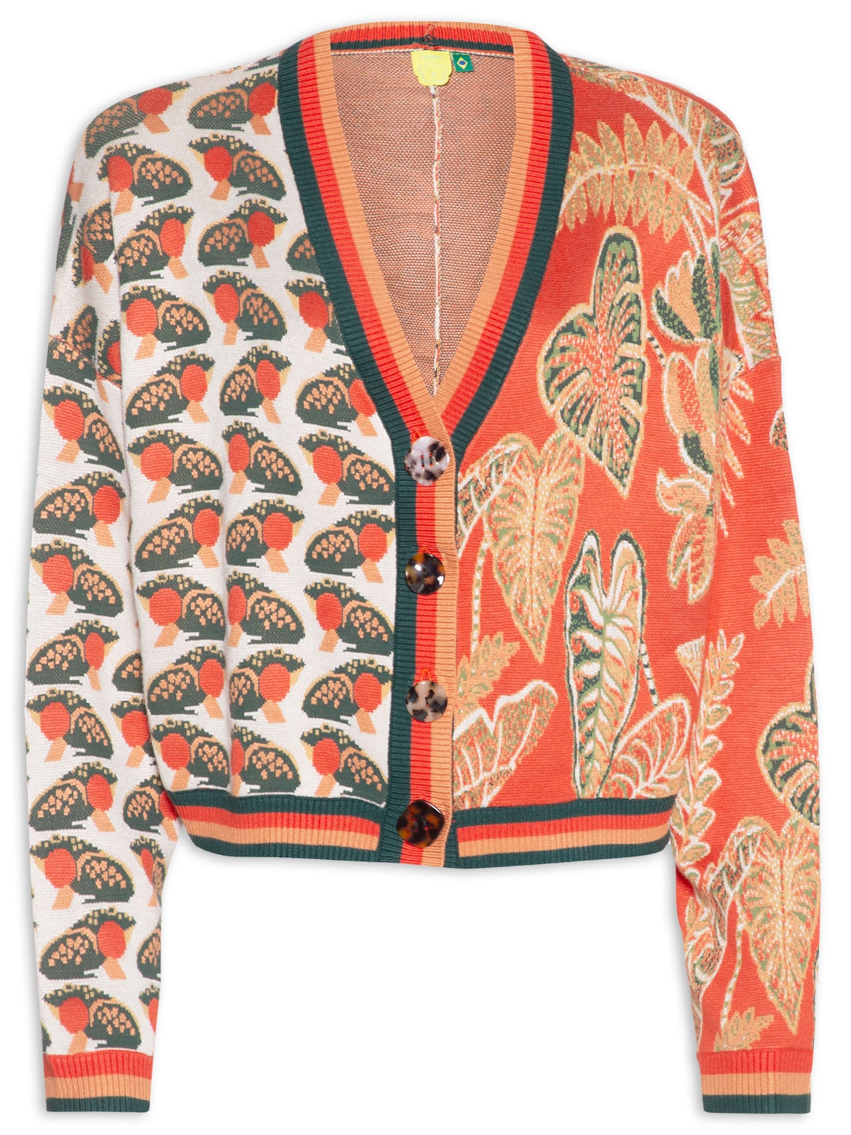 Cardigan Feminino Tricot Meio A Meio Sapoa - Laranja