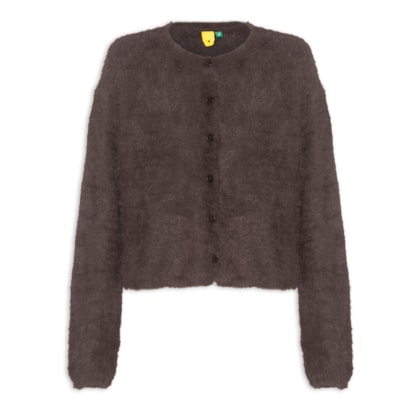 Cardigan Feminino  Tricot Pelinho Básico – Marrom