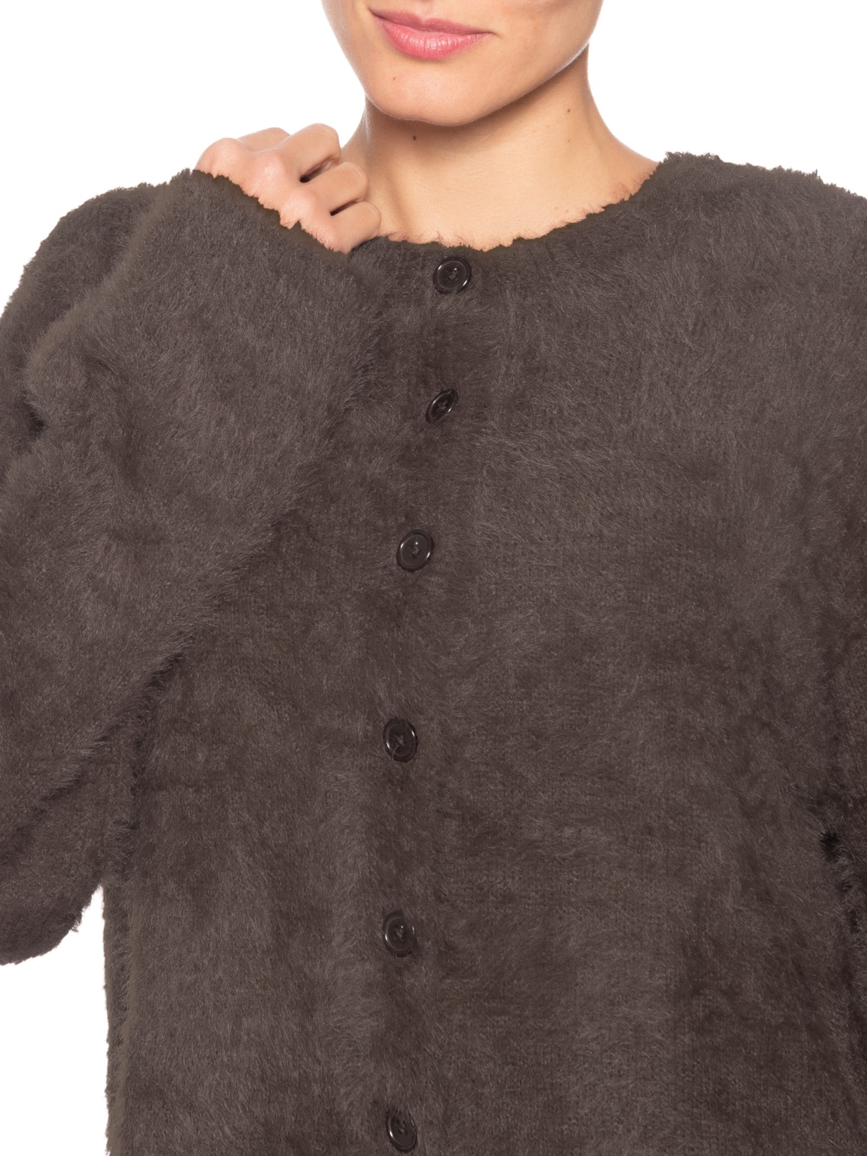 Cardigan Feminino  Tricot Pelinho Básico – Marrom Farm