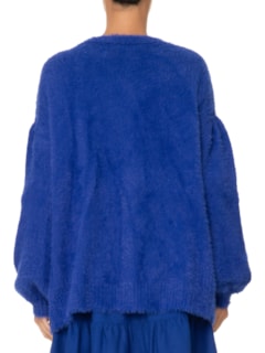 Cardigan Feminino Tricot Pelinho Com Bolso - Azul by FARM