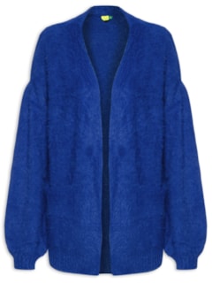 Cardigan Feminino Tricot Pelinho Com Bolso - Azul by FARM