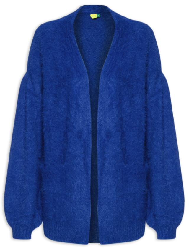 Cardigan Feminino Tricot Pelinho Com Bolso - Azul by FARM
