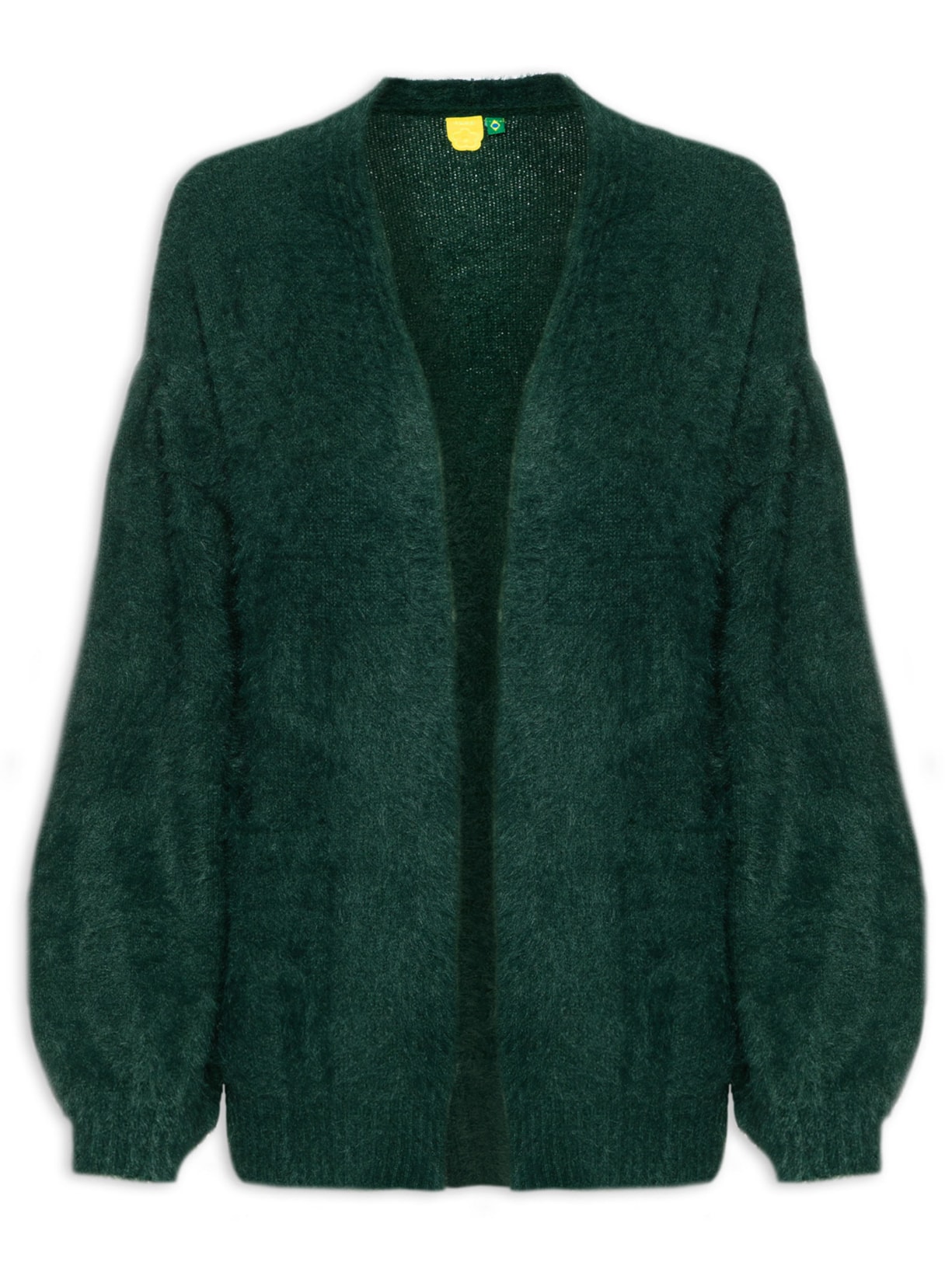 Cardigan Feminino Tricot pelinho Com Bolso - Verde