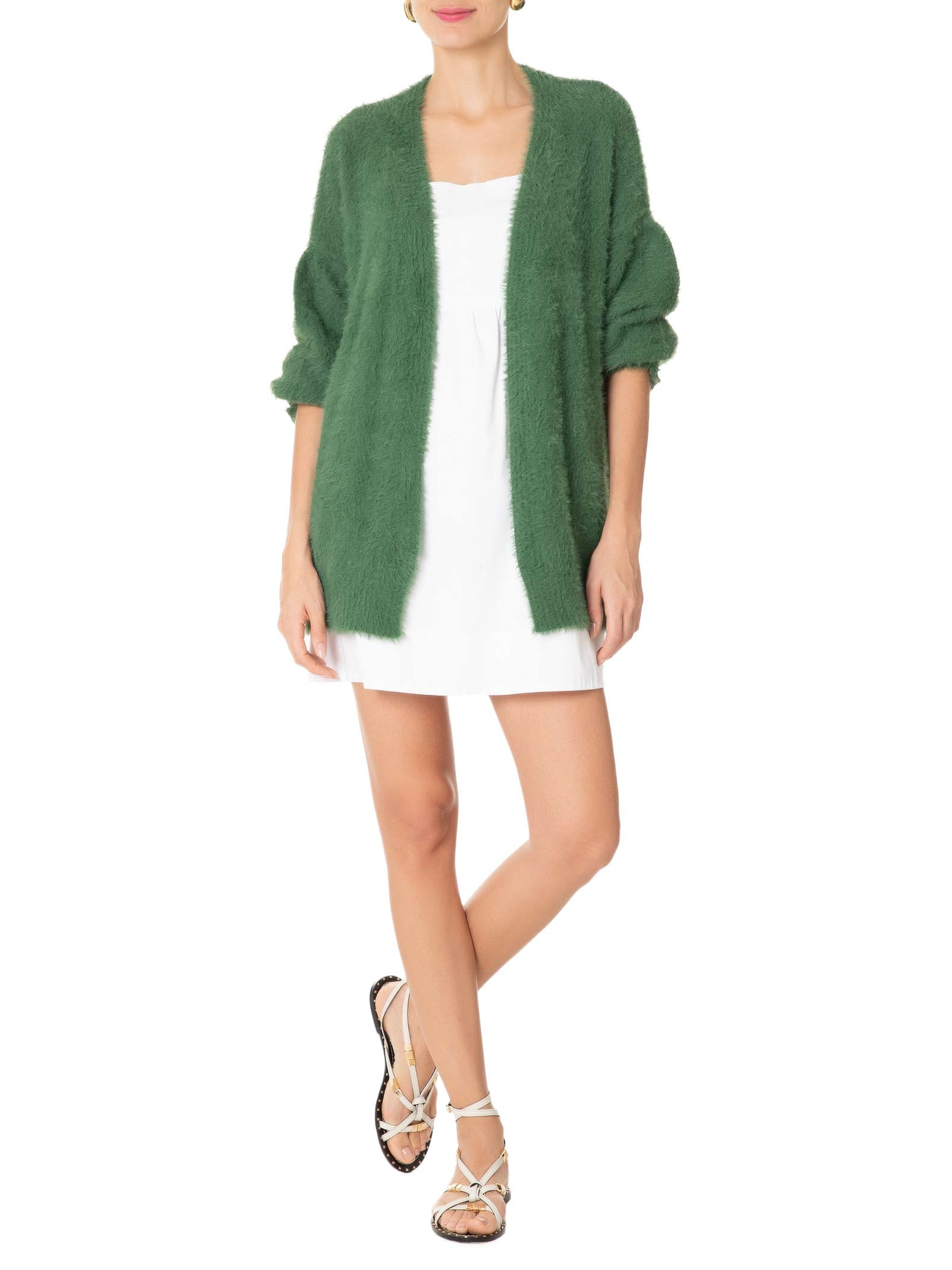 Farm - Cardigan Feminino Tricot Pelinho - Verde
