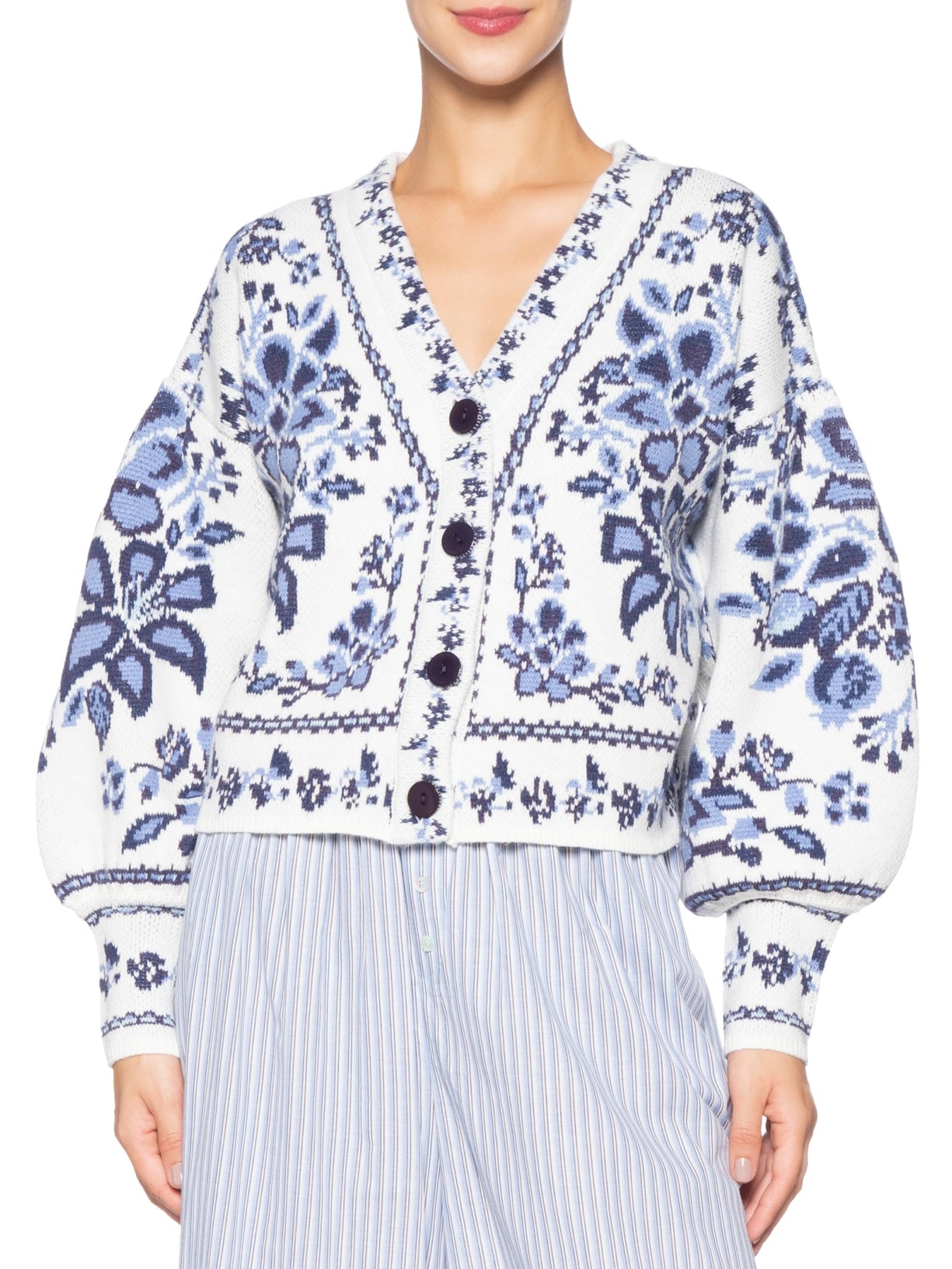 Cardigan Feminino Tricot Porcelana Branco Farm