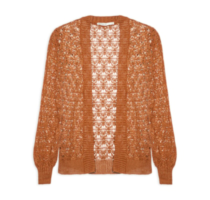 Cardigan Feminino Tricot Rendado Sol - Marrom