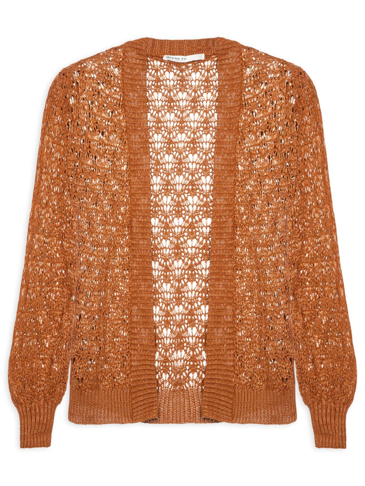 Cardigan Feminino Tricot Rendado Sol - Marrom