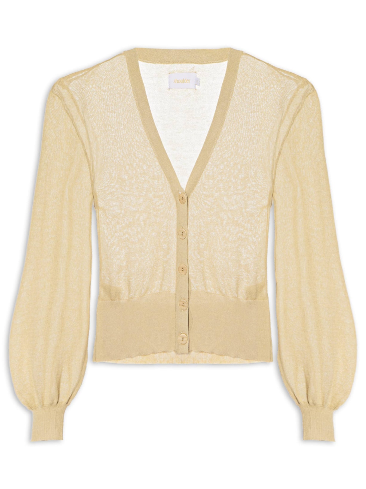 Cardigan Feminino Tricot Transparente - Bege