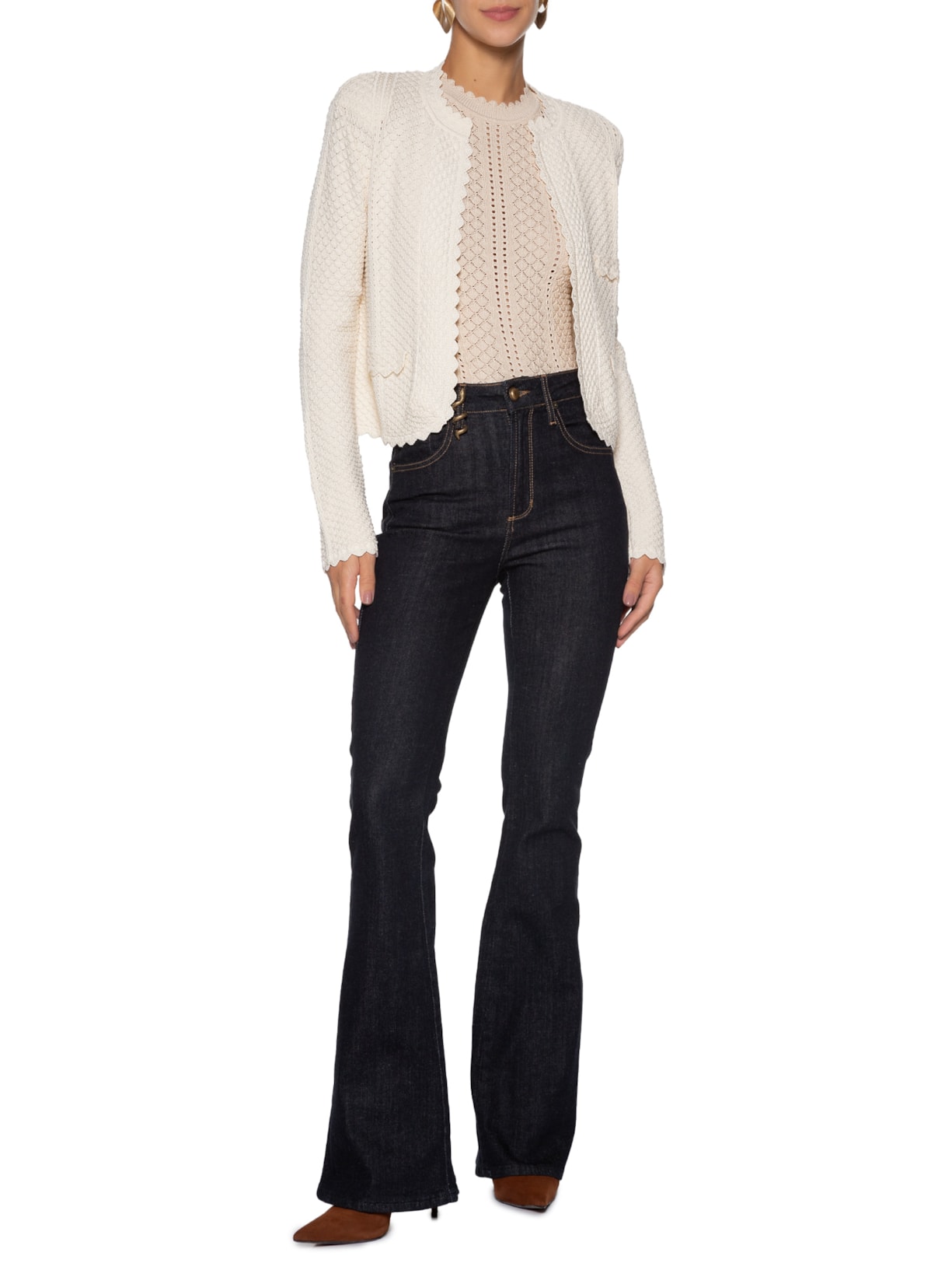 Cardigan Feminino Verena Tricot Branco Bo.bô