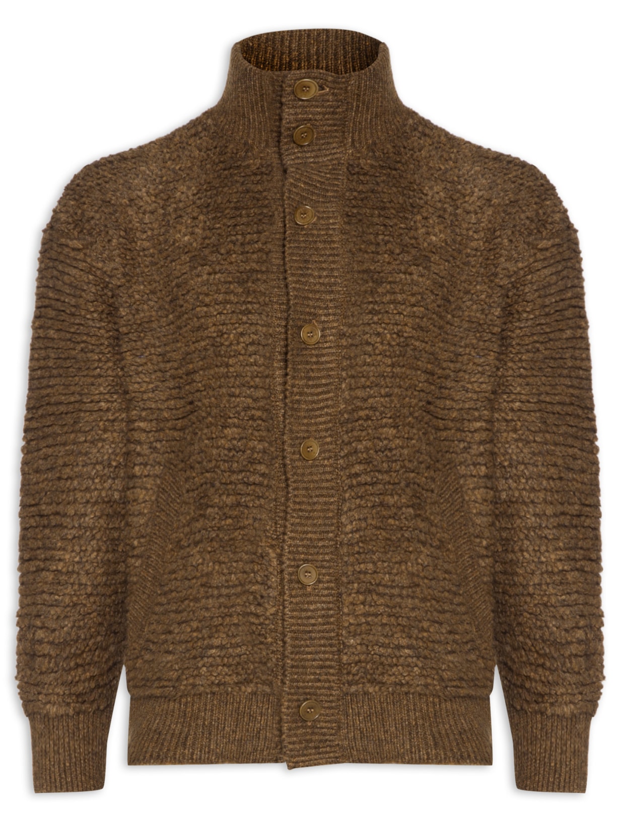 Cardigan Masculino Furry Gola Alta - Marrom