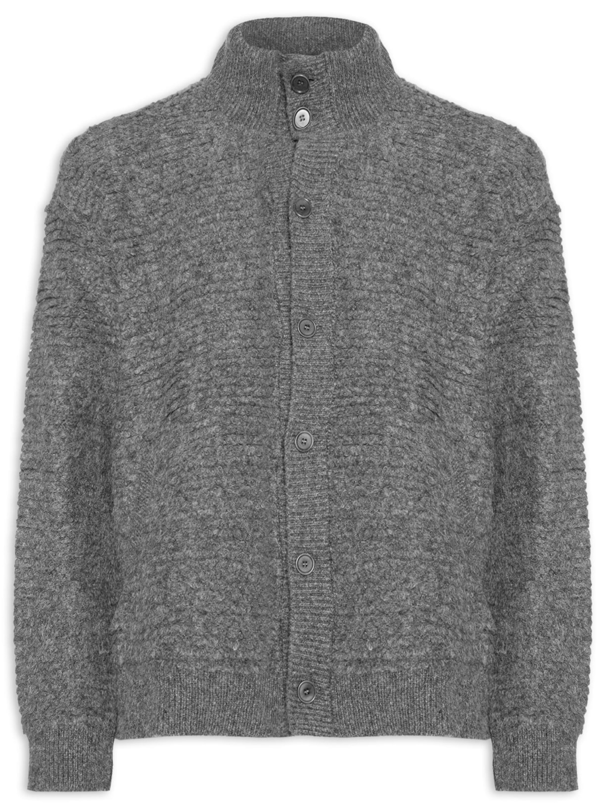 Cardigan Masculino Furry Gola Alta Mescla Cinza Osklen