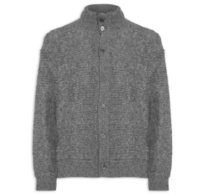 Cardigan Masculino Furry Gola Alta Mescla - Cinza