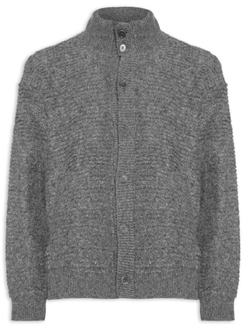 Cardigan Masculino Furry Gola Alta Mescla - Cinza