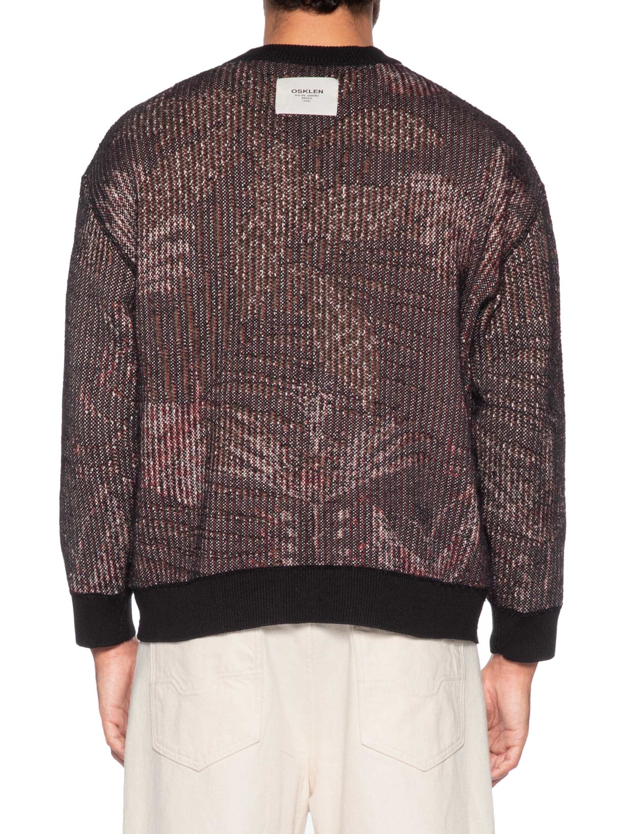 Cardigan Masculino Jacquard Botanique Preto Osklen