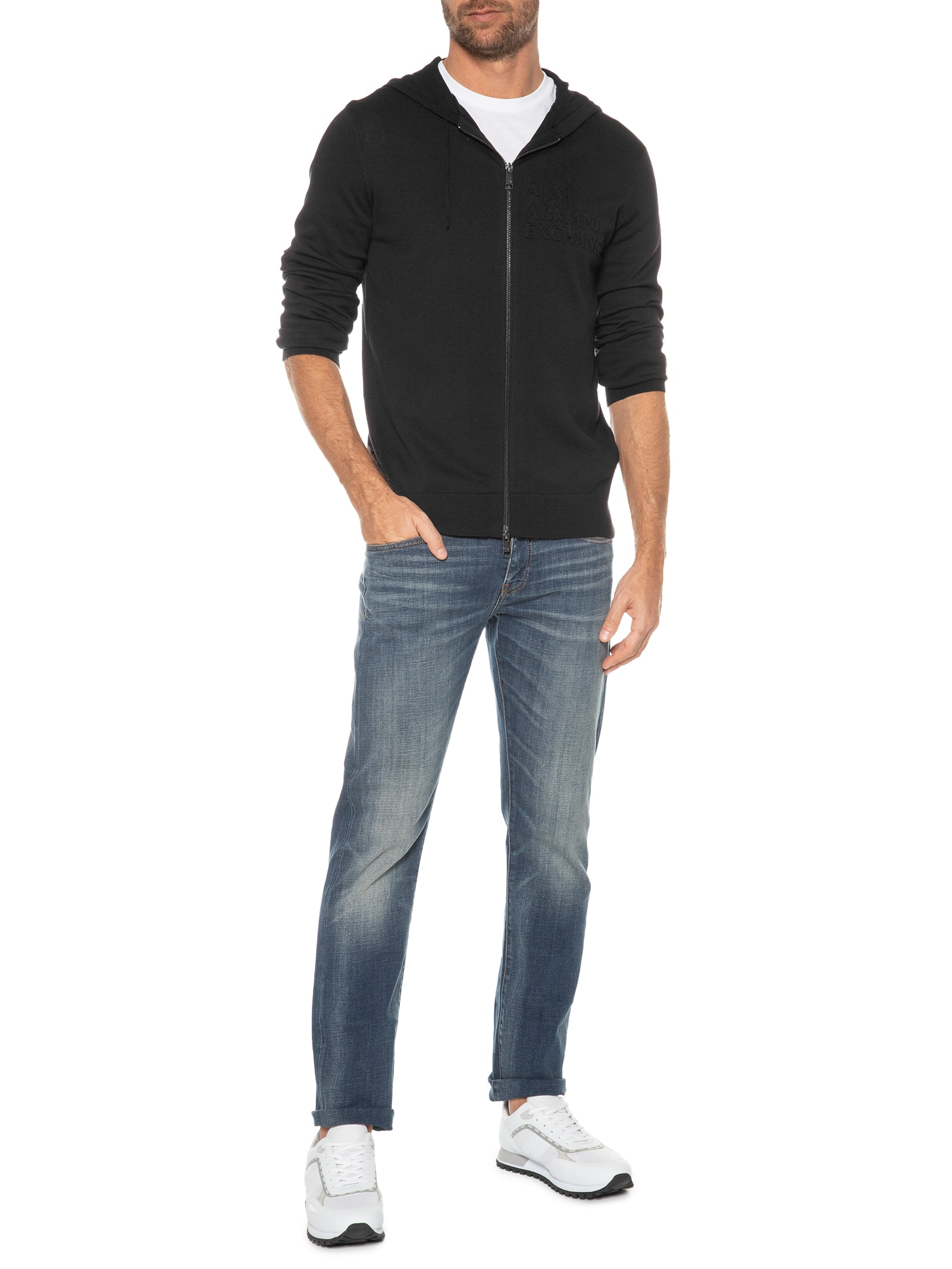 Cardigan Masculino Tricot - Preto - Armani Exchange Cardigan Masculino Tricot - Preto - Armani Exchange