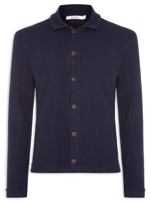 Cardigan Shirt Masculino Tricot Andorra - Azul