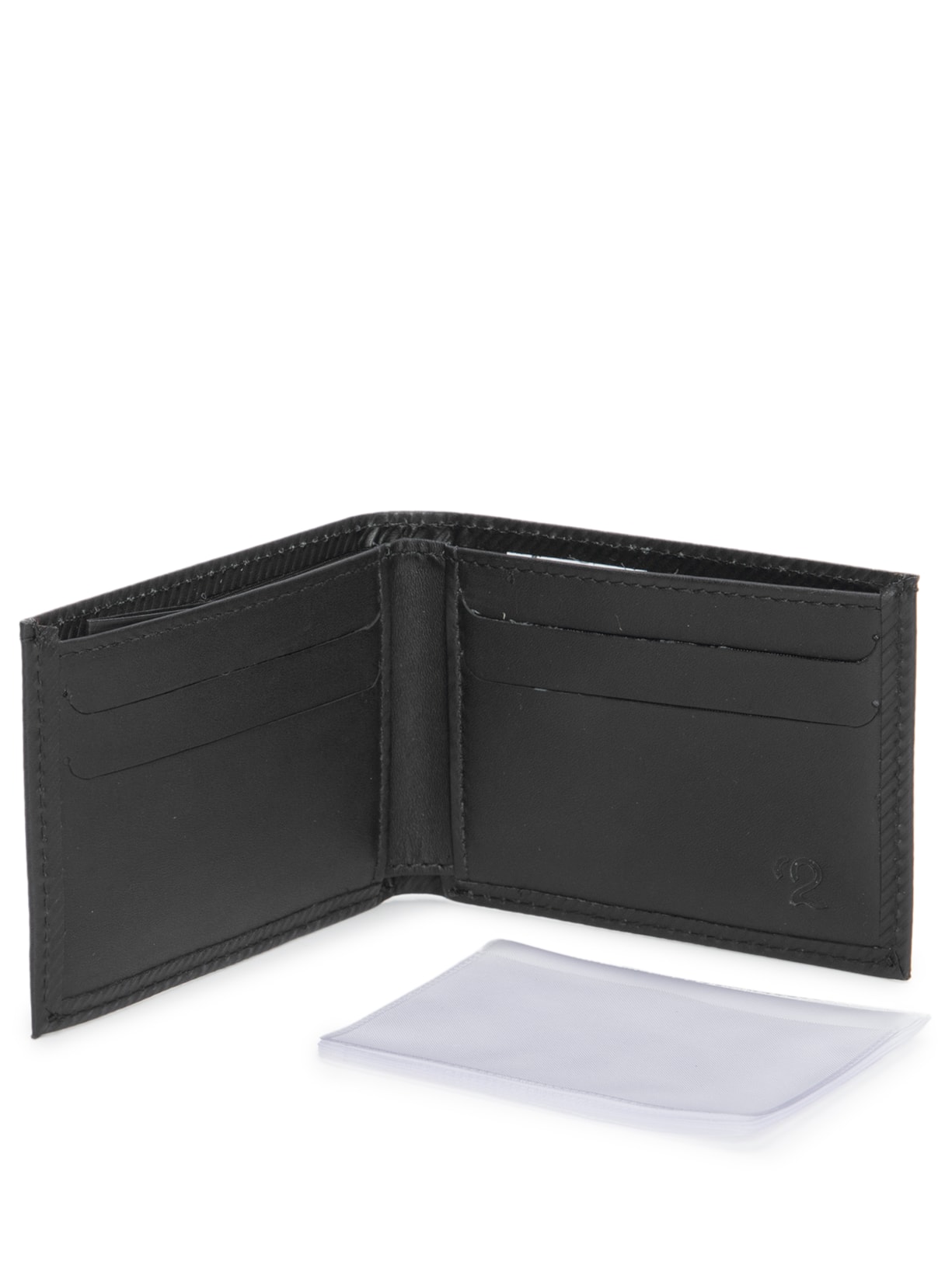 Carteira Masculina De Couro Preto '2 Essential