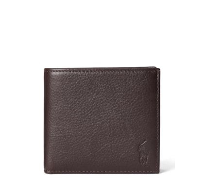 Carteira Masculina Pebbled Leather Wallet/Billfold - Marrom