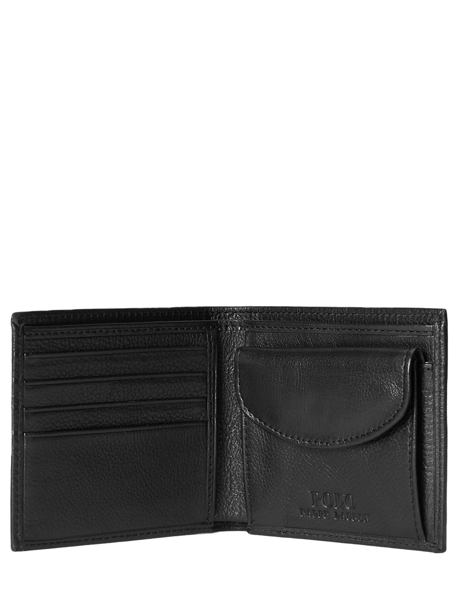 Carteira Masculina Pebbled Leather Wallet/Billfold - Preto - Polo