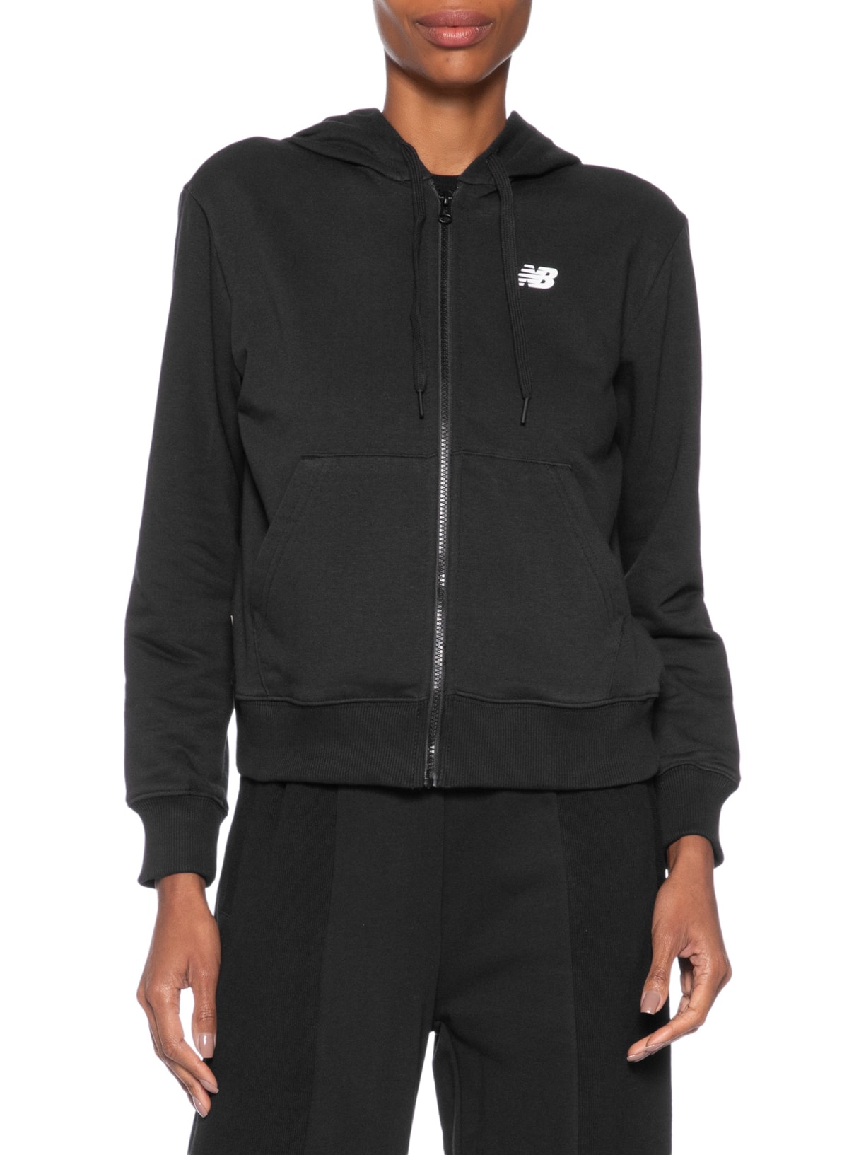 Casaco Com Capuz Feminino Sport Essentials Full Zip Preto New Balance