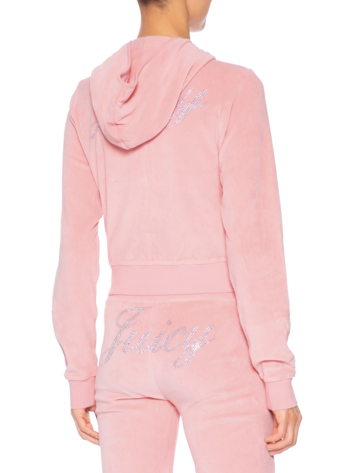 Casaco De Moletom Feminino Juicy Script Velour Zip Rosa Sporty & Rich