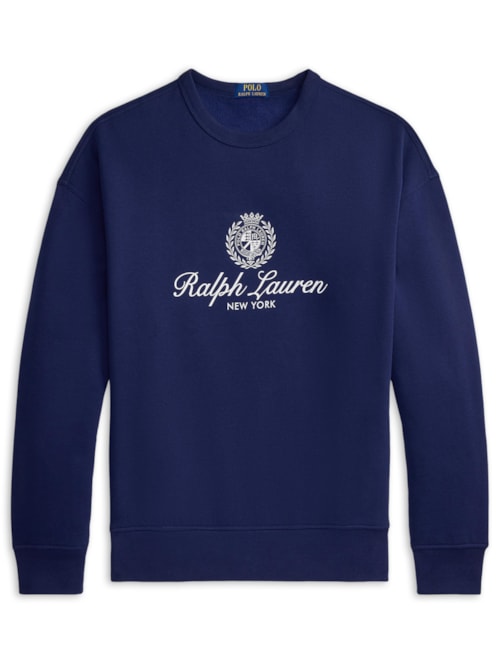 Casaco De Moletom Masculino Bordado Preppy - Azul