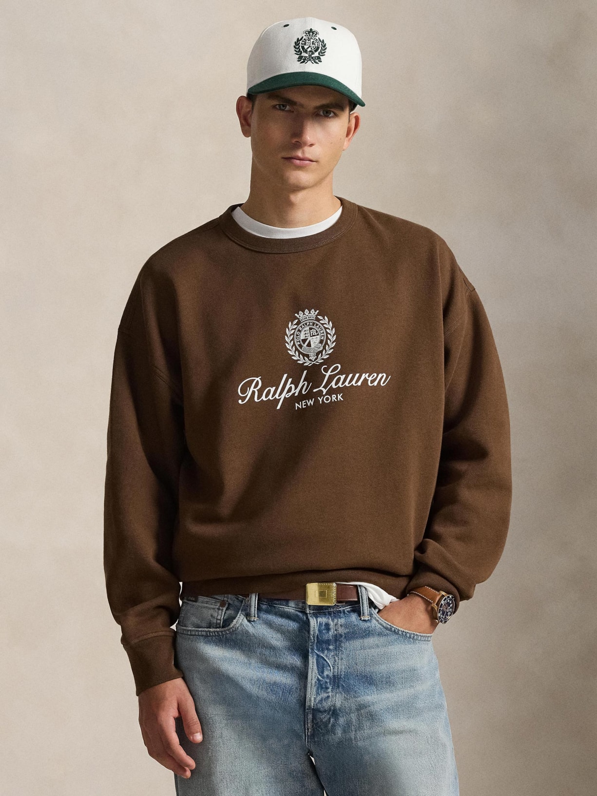 Casaco De Moletom Masculino Bordado Preppy Marrom Polo Ralph Lauren