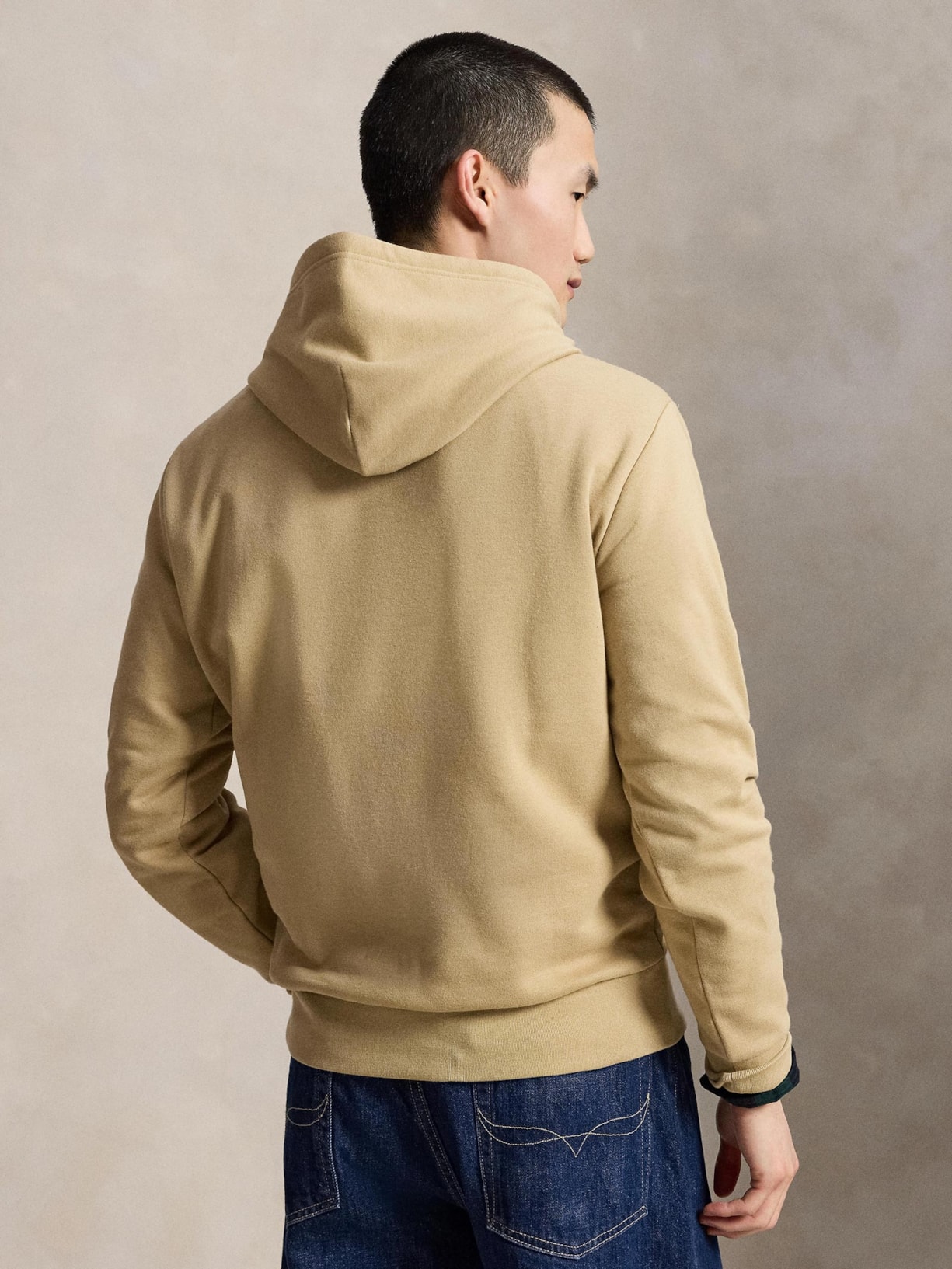 Casaco De Moletom Masculino Com Capuz Classic Logo Bordado Bege Polo Ralph Lauren