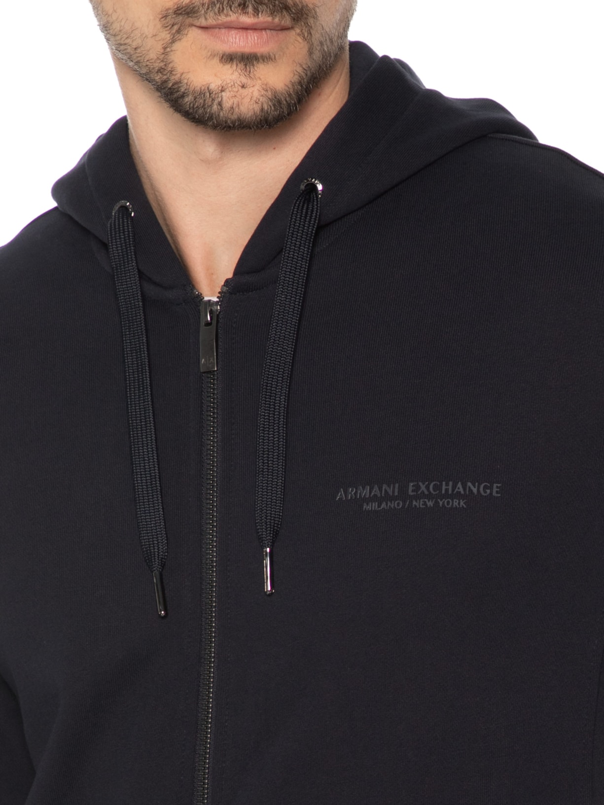 Casaco De Moletom Masculino Com Capuz Logo Azul Armani Exchange
