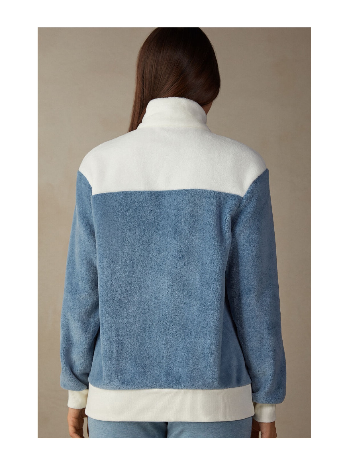 Casaco Em Pelúcia Colour Block Azul Intimissimi