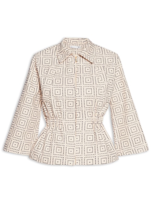 Casaco Feminina Acinturado Com Ombro Deslocados - Off White