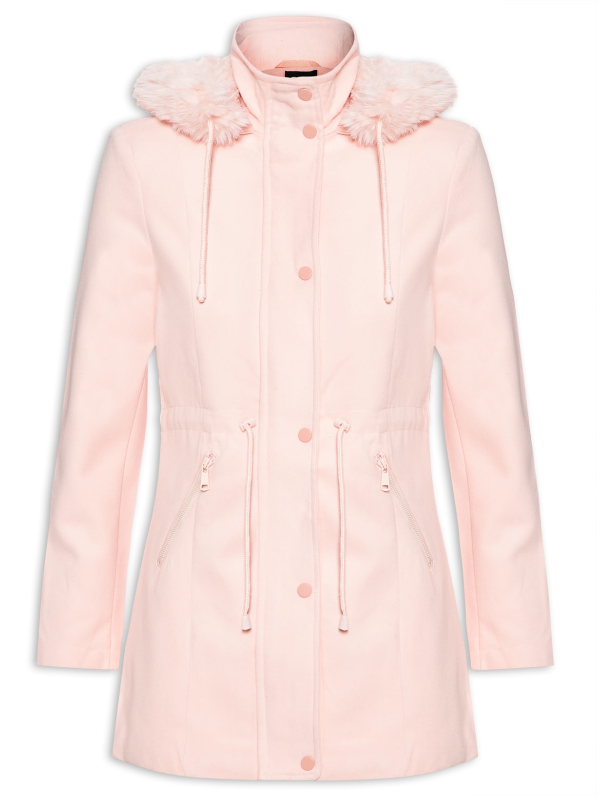 Casaco Feminino Acinturado Com Pelinho - Rosa