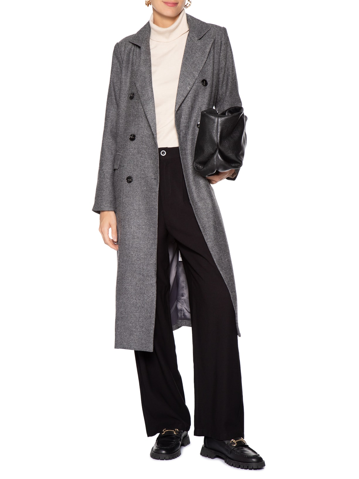 Casaco Feminino Alongado Cinza Basiq