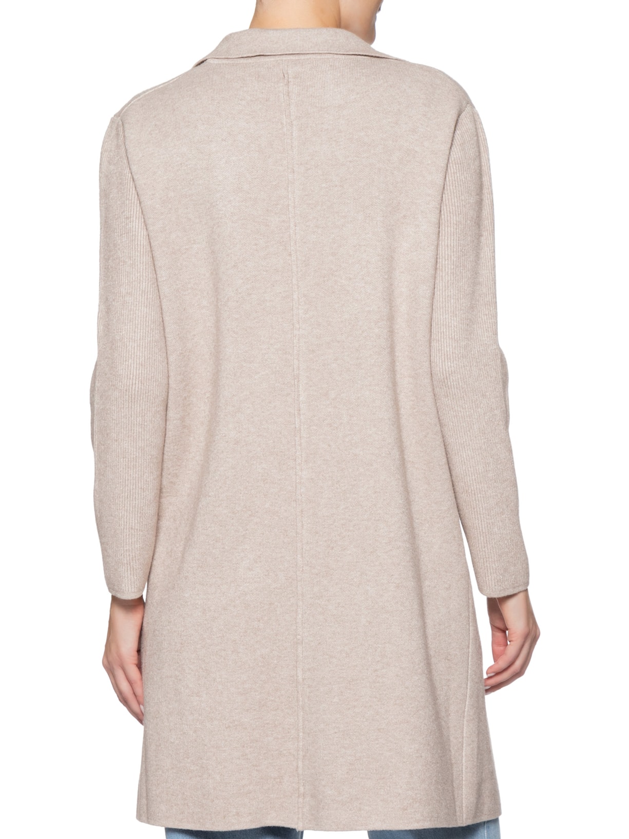 Casaco Feminino Alongado Com Bolsos Bege Basiq