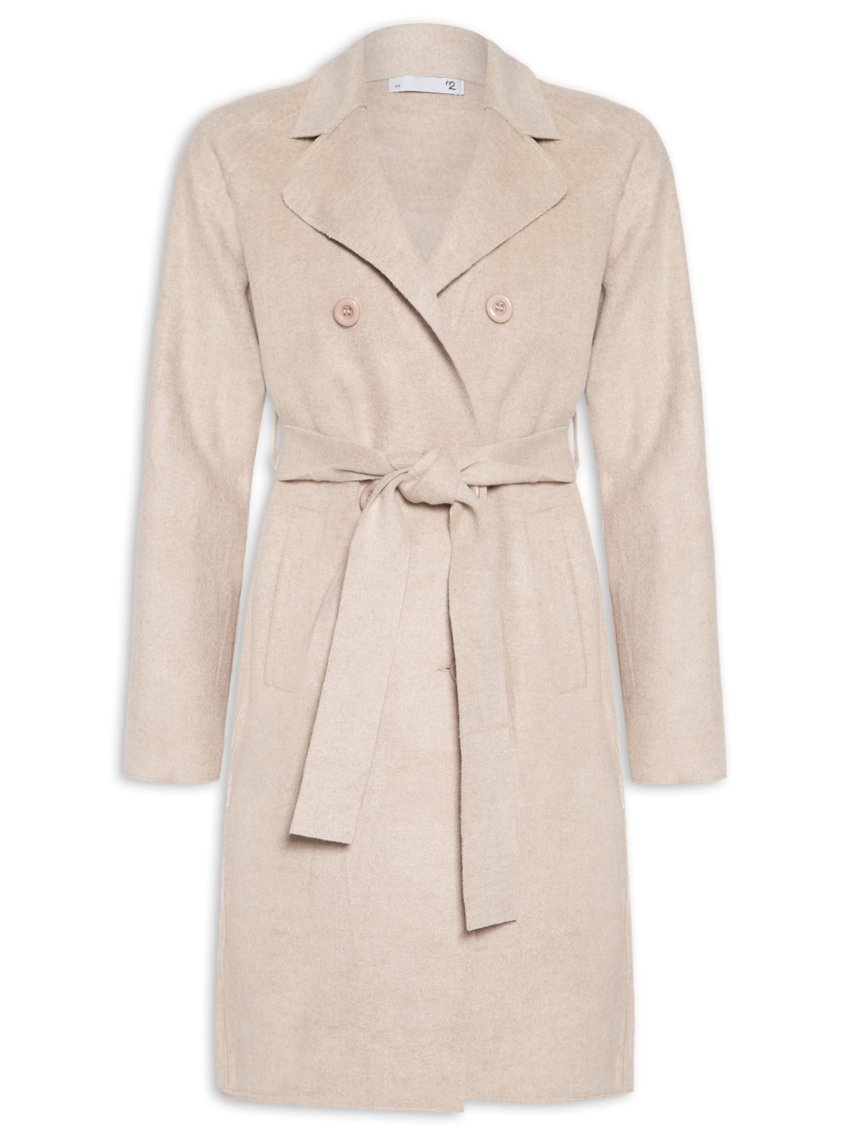 Casaco Feminino Alongado Com Bolsos Frontais - Bege