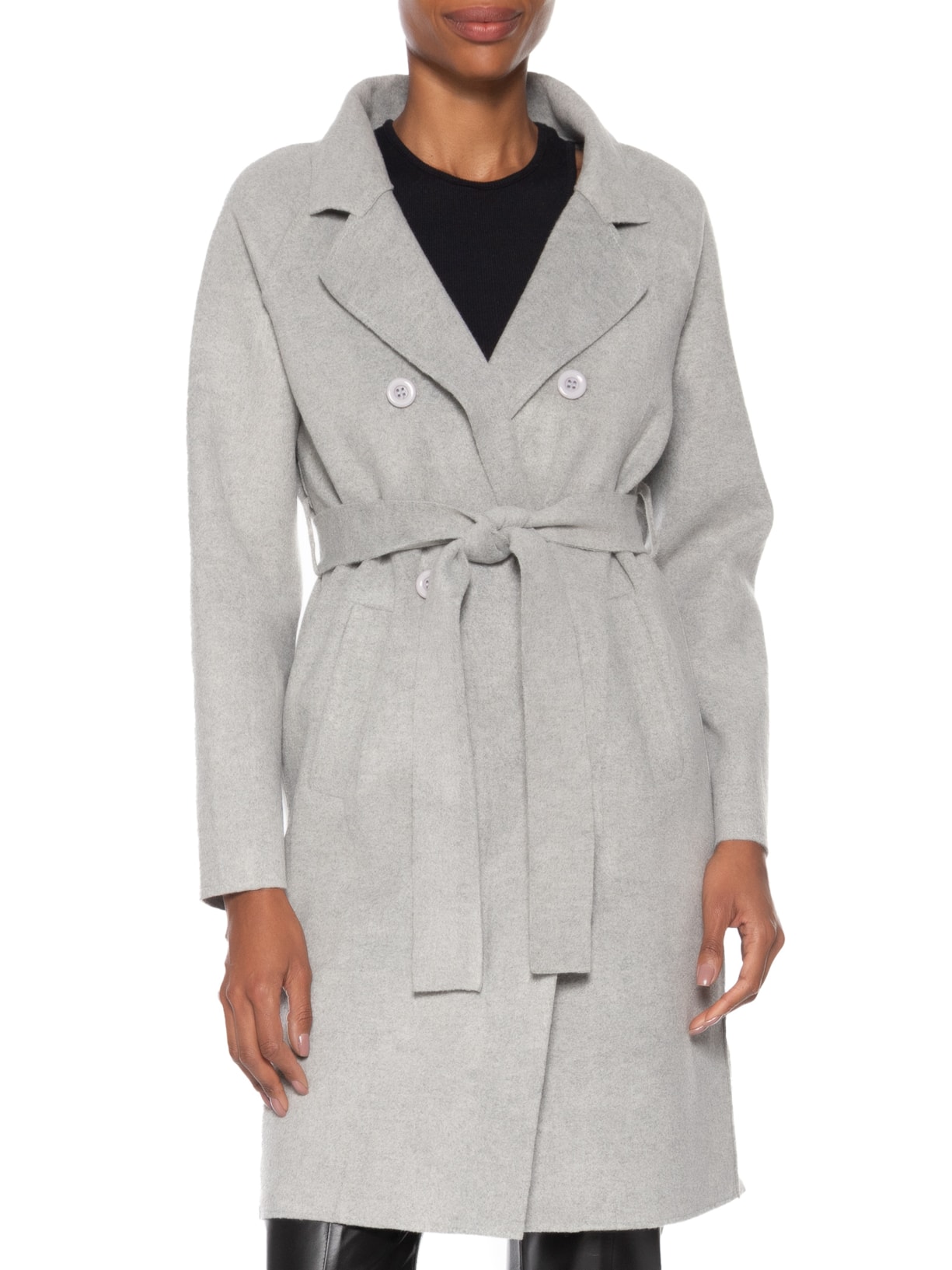 Casaco Feminino Alongado Com Bolsos Frontais Cinza '2Essential